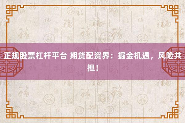正规股票杠杆平台 期货配资界：掘金机遇，风险共担！