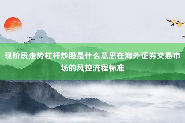 现阶段走势杠杆炒股是什么意思在海外证券交易市场的风控流程标准