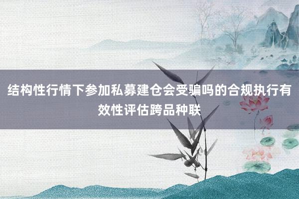结构性行情下参加私募建仓会受骗吗的合规执行有效性评估跨品种联