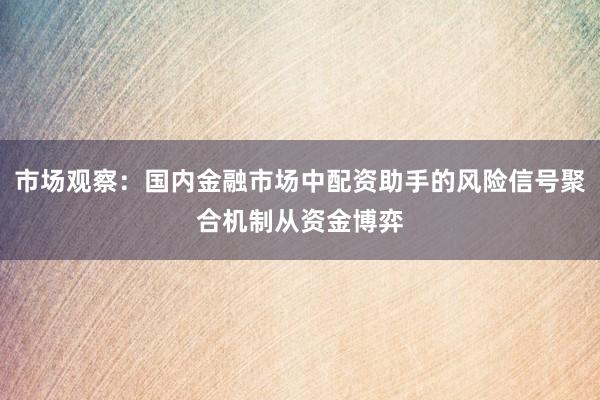 市场观察：国内金融市场中配资助手的风险信号聚合机制从资金博弈