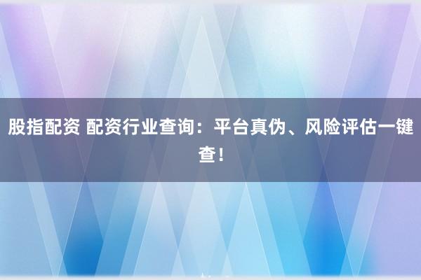 股指配资 配资行业查询：平台真伪、风险评估一键查！