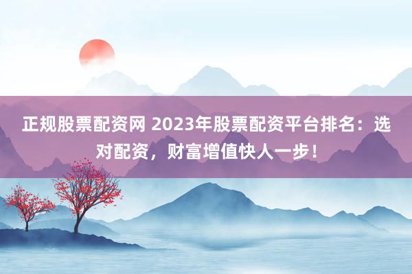 正规股票配资网 2023年股票配资平台排名：选对配资，财富增值快人一步！