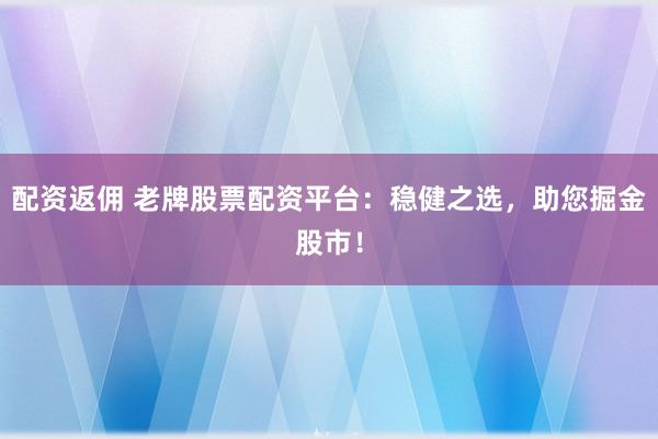 配资返佣 老牌股票配资平台：稳健之选，助您掘金股市！