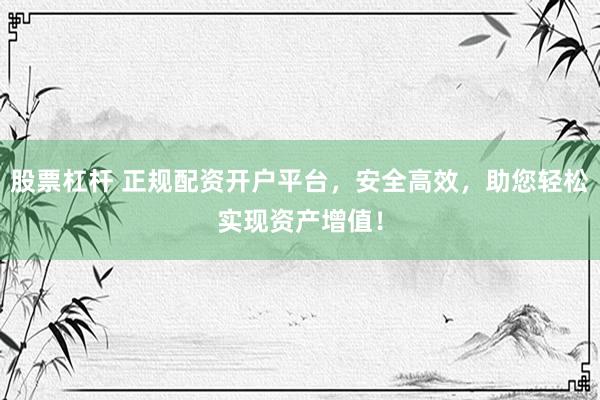 股票杠杆 正规配资开户平台，安全高效，助您轻松实现资产增值！